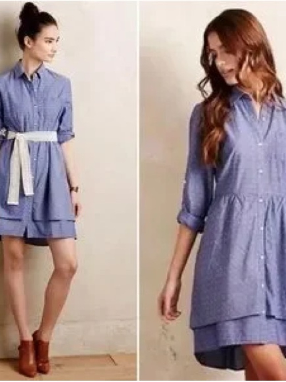 Flash Sale 🎉Anthropologie Isabella  Sinclair Chambray Tiered Shirt Dress
